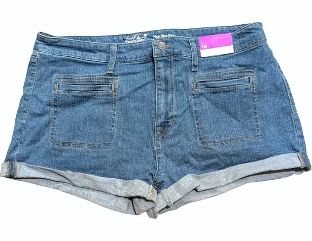 NEW Mossimo Plus Size 18 Denim Jean Short Shorts High Rise Cuffed Stretch NWT Blue