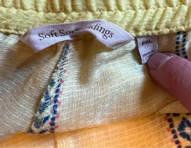 Soft Surroundings Yellow Laguna Tribal Boho Crop Pants Beach Petites Size PXL