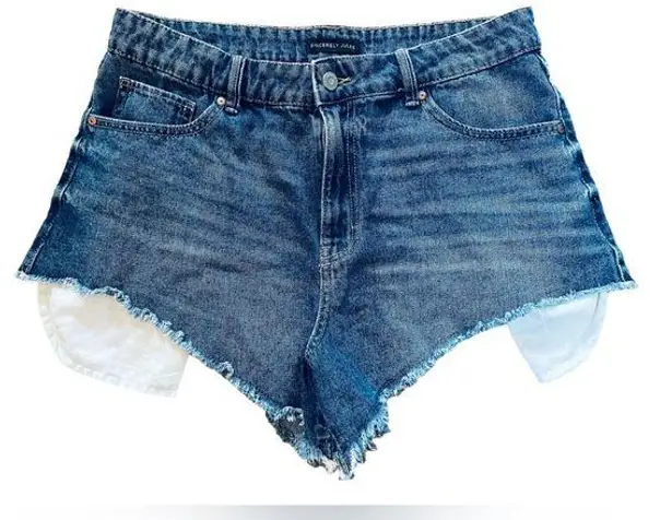Sincerely Jules Blue Distressed Deconstructed High Hip Mini Raw Hem Denim Shorts