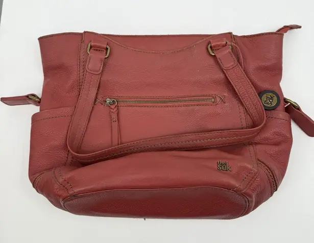 The Sak Red Leather Shoulder Handbag Purse Boho Hippie