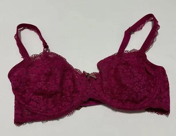 gilligan and o'malley Gilligan & O’Malley Balconette Bra Floral Lace Underwire  36C Magenta Shade