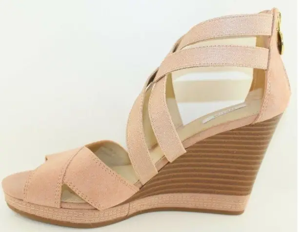 Geox D Sibilla Powder Pink Suede Wedge Heels 9.5
