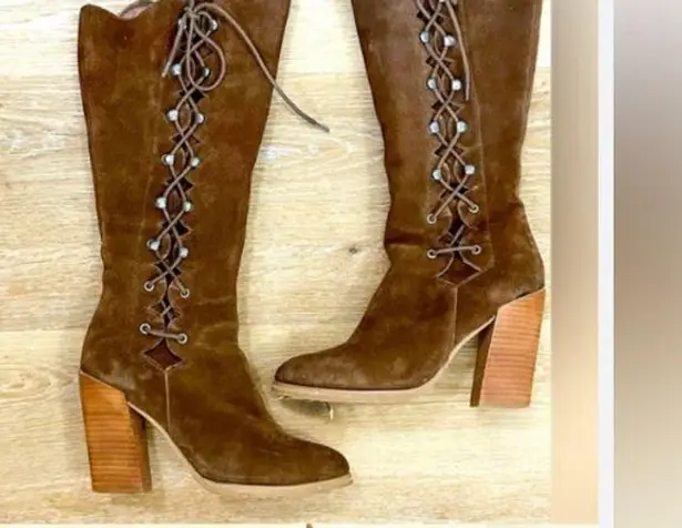 sbicca RARE lace up/ zipper boho suede boots sz 9