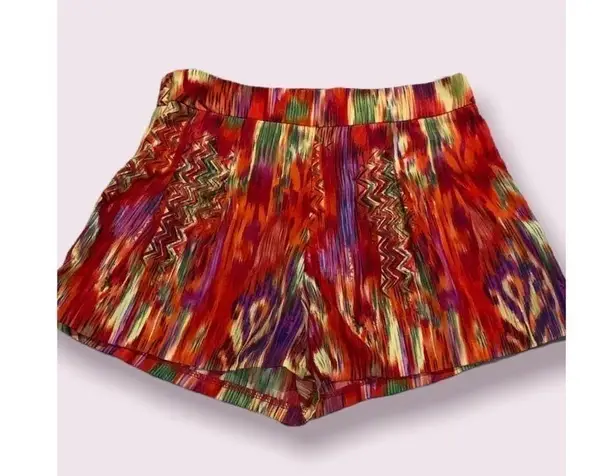 Liberty Love Red Multicolored Tie Dye Loose Fit High Rise Shorts XS