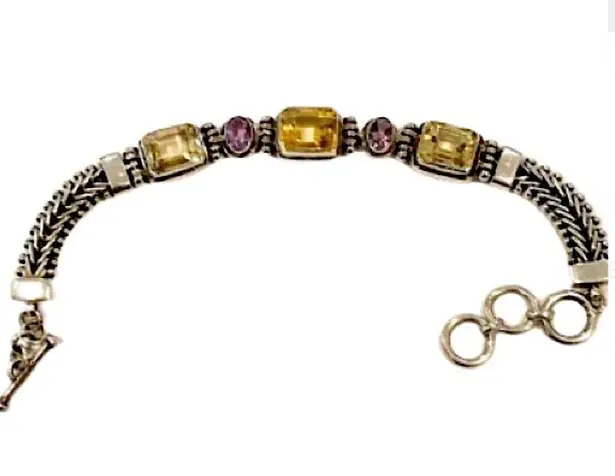 Amethyst Bali Sterling , Citrine, Quartz Bracelet