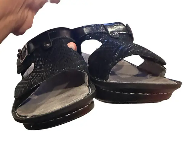 Alegria PG LITE PEG-530 Black Dazzler Leather Slip On Slide Platform Sandals 39