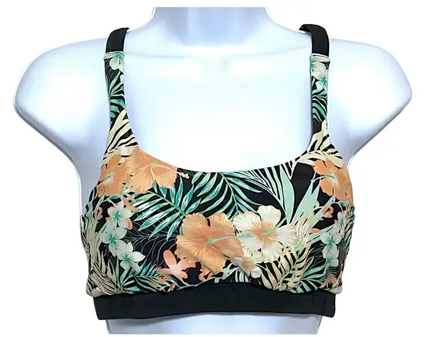 Lascana for Venus Bikini Top 4 Swim Floral Racerback Tropical Beachy Vacation Black