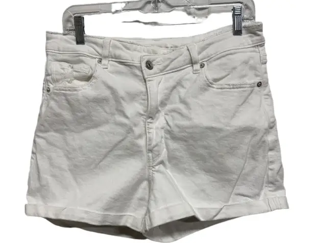 American Eagle  Stretch Mom Shorts Crossover Button White Size 12 High Waist - Image 1