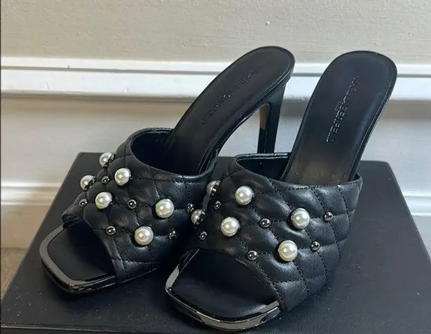 Karl Lagerfeld Paris NEW Amina Women’s Size 9 Black Pearl Quilted High Heels