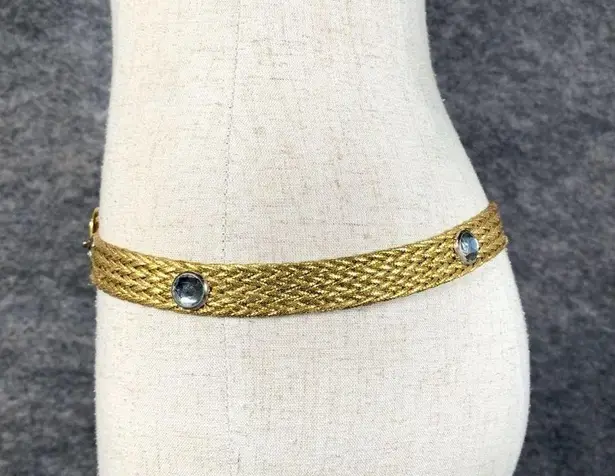 H.I.P. Vintage Statement Belt Womens Gold Tone Braided Metallic Rhinestone 90s