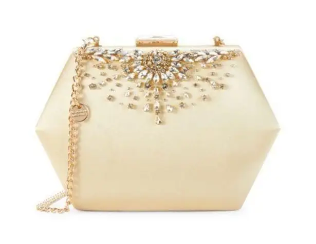 Badgley Mischka Embellished Convertible Clutch in Gold, New w/Tag Retail $179