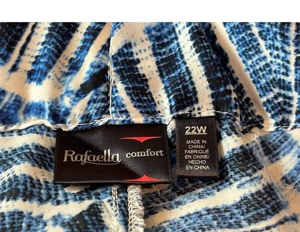 Rafaella Blue White Wide Leg Elastic Waist Lightweight 22W Dress Pants NWT