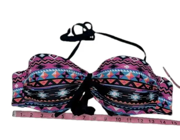 XL halter bikini top XL Aztec print halter bikini top removable straps Black