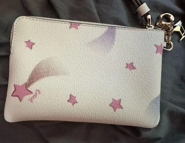 Coach Corner Zip Wristlet With Shooting Star Print and Charms