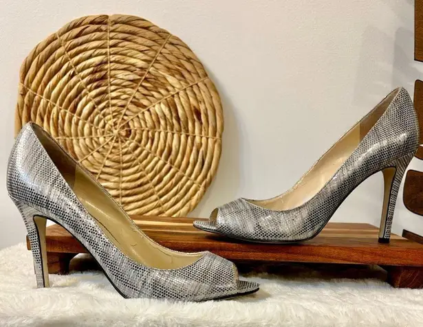 Enzo Angiolini  Eamerryann Silver/Gold Peep Toe Size 7.5