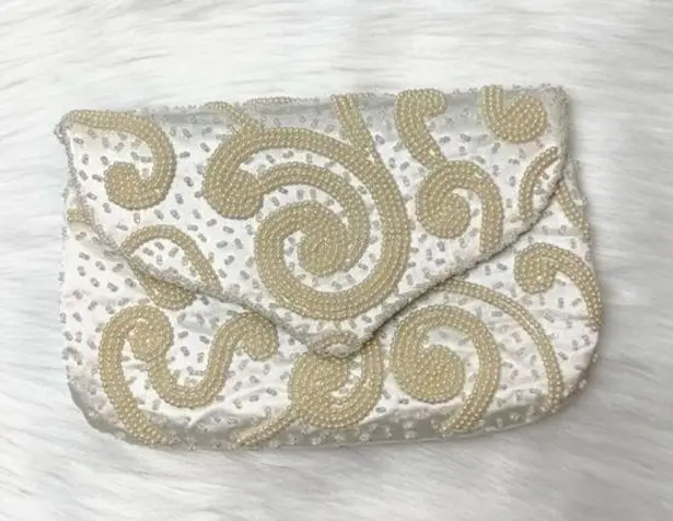 La Regale Vintage  Pearl Beaded Paisley Pattern Bag Clutch or Shoulder Bag