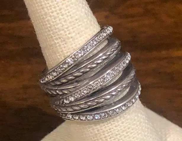 Sterling Silver Modern Multiple Textures Wrap Ring Sz 8