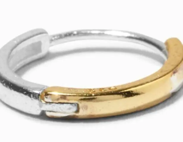 Icing Sterling Silver One 8MM Two-Tone Hoop Earring