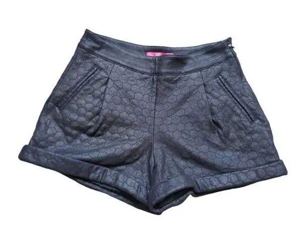 Catherine Malandrino Shorts Women 2 Black Quilted Faux Leather Rolled Hem Sexy