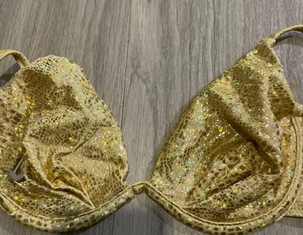 Gold Shimmer Bikini with Textured Fabric Size 10