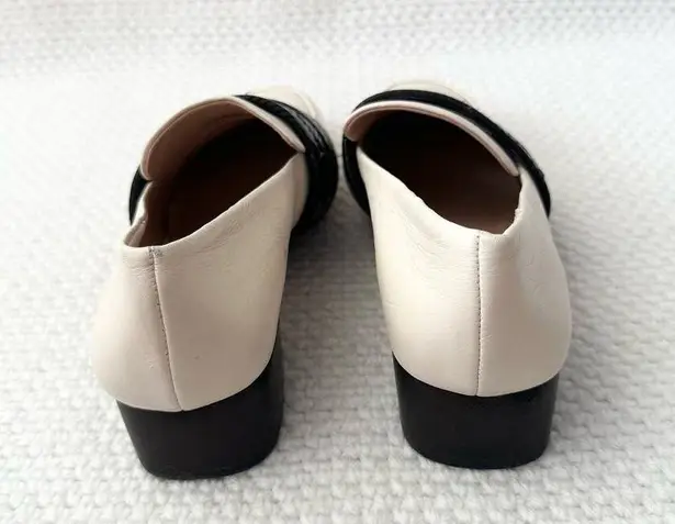 AD & Daughter Ivory Black Woven Band Corya Keeper Low Black Heel Loafer 6.5