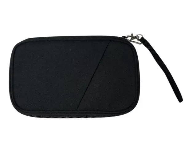 None Purple Canvas Passport Travel Wallet RFID Blocking Organizer