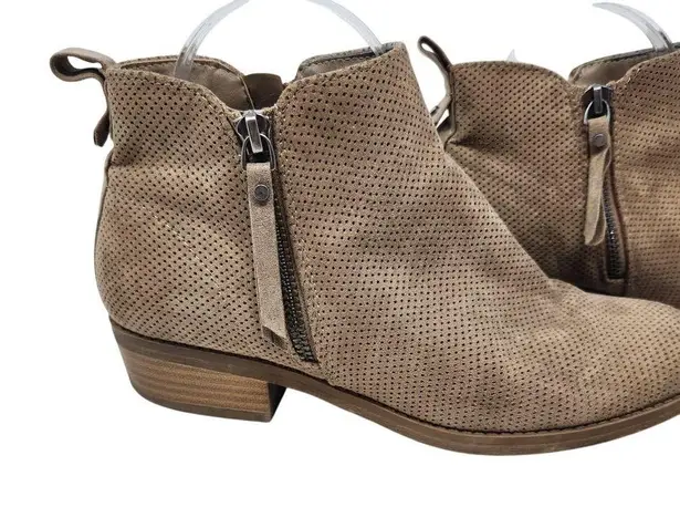 Dolcetta Suede Side Zip Boho Chic Ankle Bootie Microfiber Beige Size 8 M