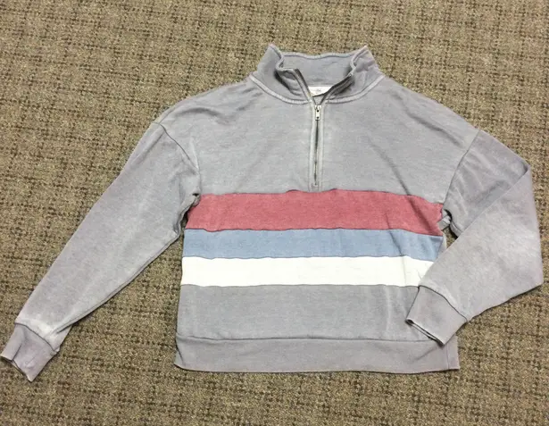 Pink Rose Gray, Pink, Blue, White 1/4 Zip Sweatshirt