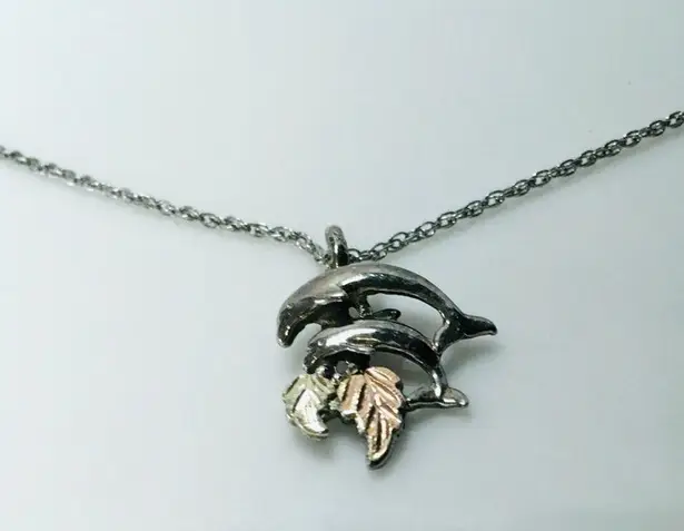 Multi Colored Dolphin Necklace Silver