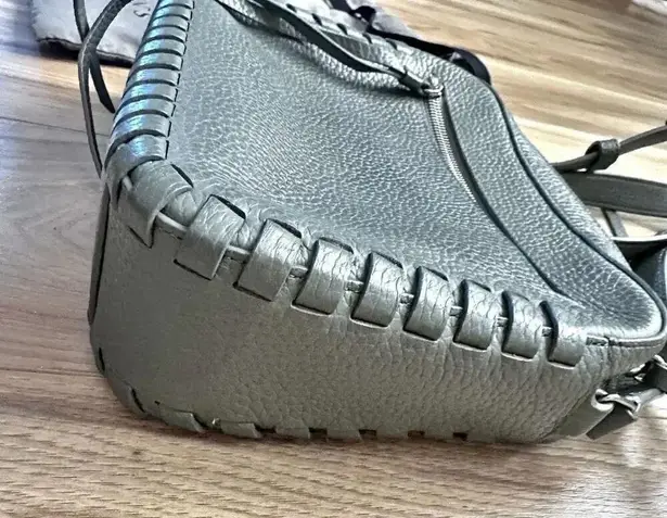 ALLSAINTS | Kepi Mini Leather Crossbody Bag Gray Leather Purse Leather Stitch