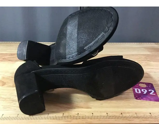 Charter Club Liliana Pump Heels Women's 8.5 M Black Suede Ankle Strap Open Toe