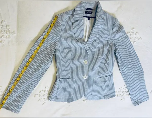 Tommy Hilfiger Vintage 90s  Pinstripe Linen Blazer - Blue/White - 4