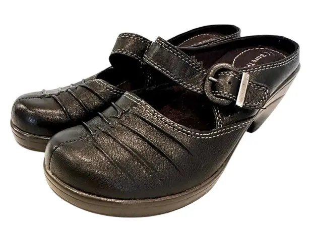 Baretraps Huntley Leather Upper Mules Women's 6.5 Black Buckle Boho Casual NWOT