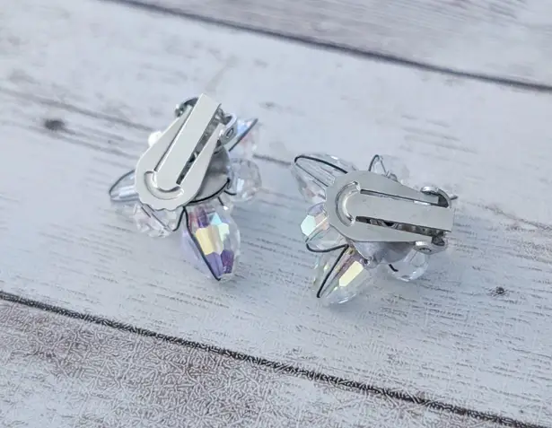 Vintage Clip On Earrings Statement Unusual Iridescent Large