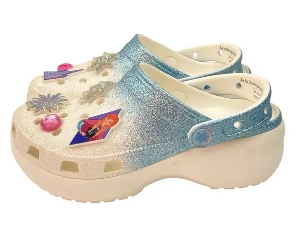 Disney * Frozen Platform Glitter Clogs for Crocs with Jibbitz Womens - 6 Princess - Image 6