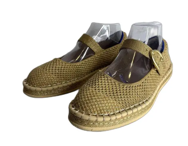 Rothys Shoes Womens Size 9.5 Mary Jane Flats Comfort Buckle Washable Ballet Gold