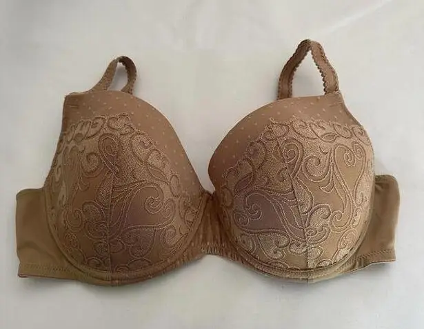 Gilligan O'Malley Bra Dark Nude Tan 40D Swirls & Dots Lace Underwire Lined Size undefined