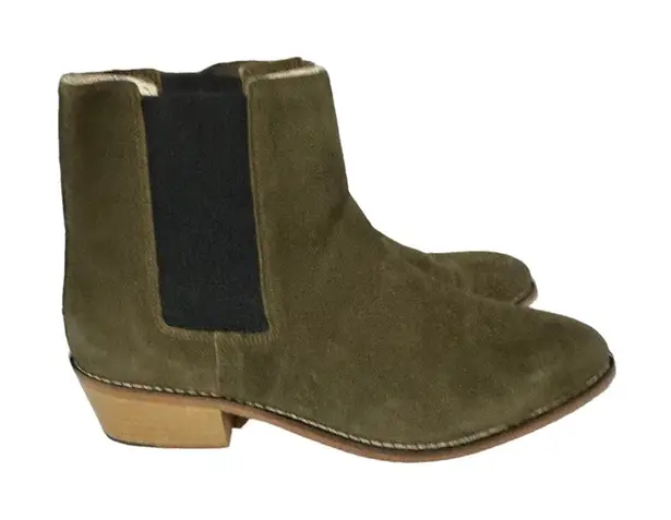 Matt Bernson Olive Green Suede Leather Chelsea Booties Size 10