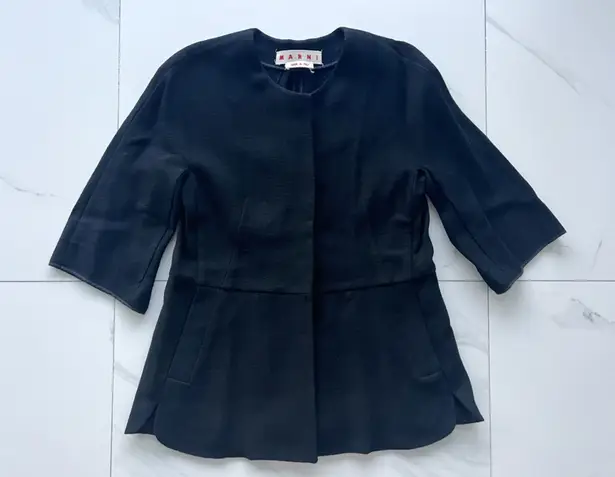 Marni blazer jacket size 6 42 black collarless
