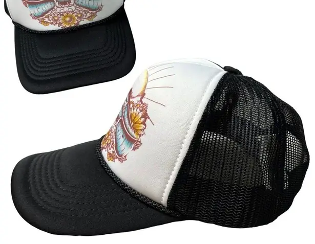 O'Neill O’Neill Trucker Hat Festival Lotus Sun Black White Vintage Y2K Adjustable