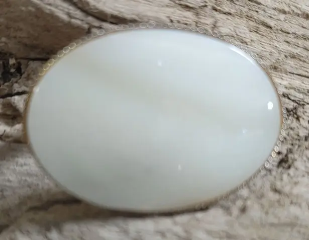 Oval Mother Pearl Scarf Clip Pony Tail Hair Cover Vintage Secure Hinge Closure Gold