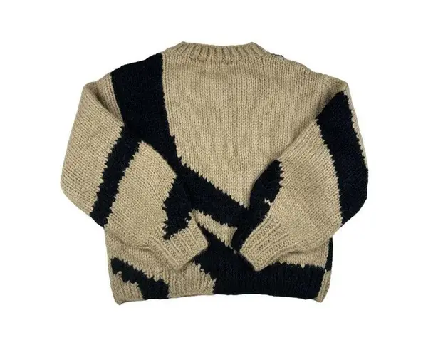 The Wolf Gang Palermo Chunky Knit Sweater in Black Wave Tan Size M