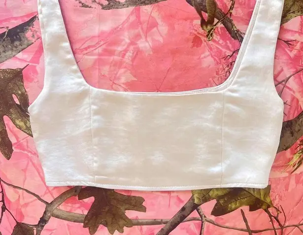 princess polly silk cream square neck bra crop top