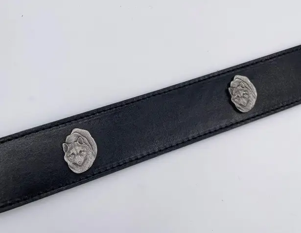 Vintage Black Leather Wolf Concho Belt Hand Crafted Mexico Western Southwestern