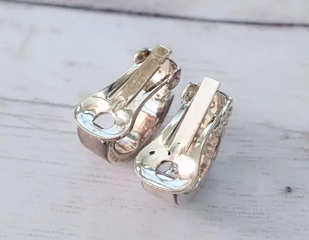 Vintage Clip On Earrings Silver Tone Hoops