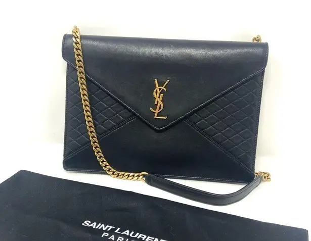 Saint Laurent Gaby Quilted Lambskin Bag ā Black Gold Crossbody Purse
