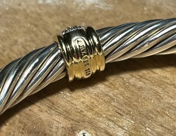 David Yurman Cable Station Bracelet Sterling 18K Yellow Gold & Pavé Diamonds