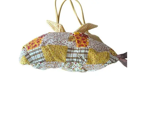 Yellow Floral Patchwork Shoulder Bag With Gingham Bow By Chateau Vintage Read