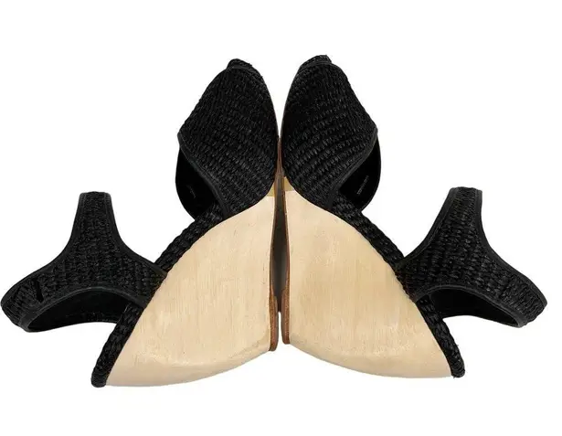 Loeffler Randall Valentine Wedges 10 Black Woven Open Toe Sandals