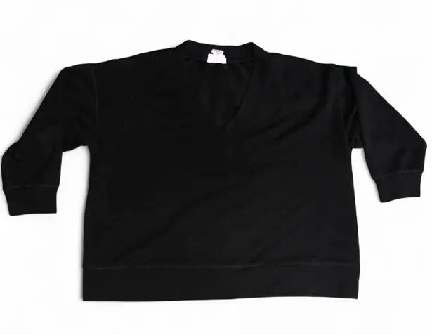 FOR THE REPUBLIC Women's Scuba Knit V-Neck Sweater in Black 1X